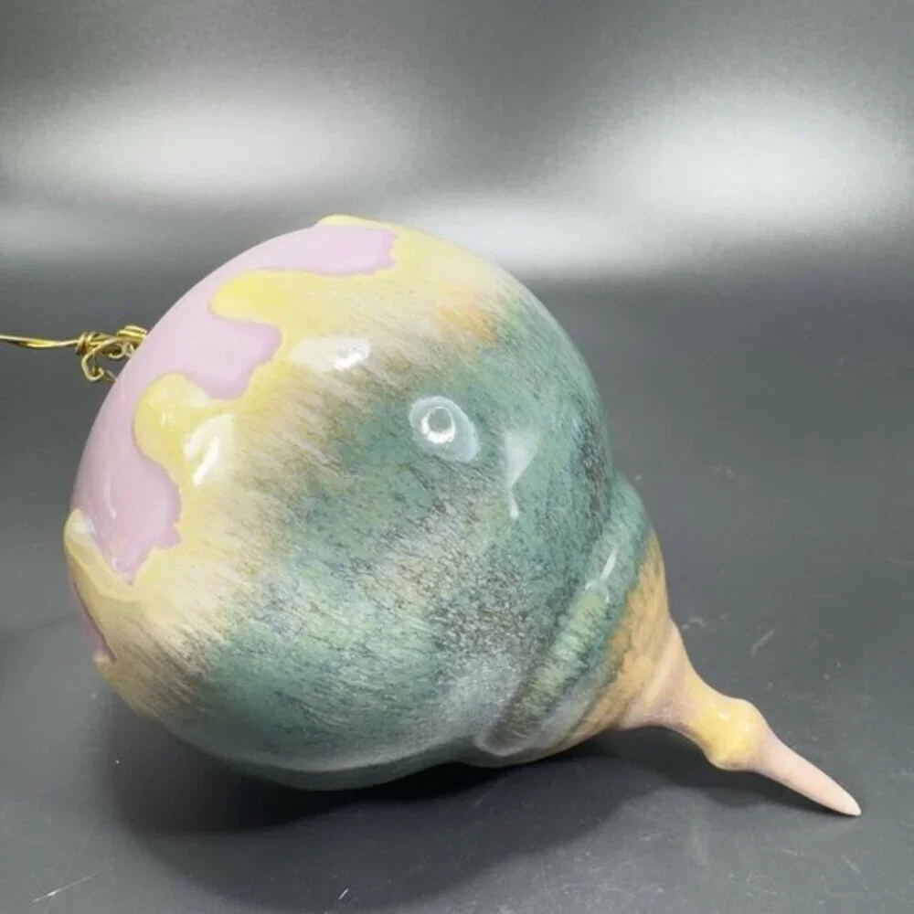 Hand Made Studio Pottery‎ Ornament Hanging Orb Figurine Drip Flambe Glaze VTG
